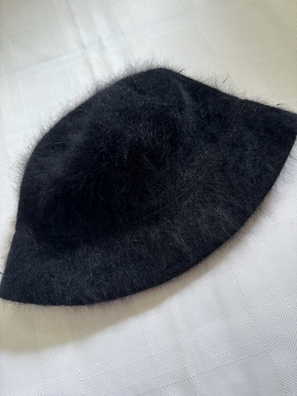 Women's Black Angora-Blend Bucket Hat